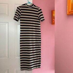 ZARA Trafaluc Collection striped short sleeve turtleneck dress